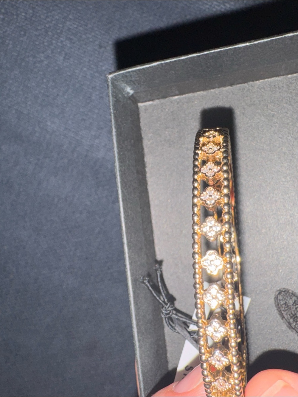 Gold-Tone Bracelet with Clear Crystal Floral Accents - Picture 3 of 4